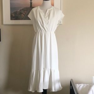 Zara white ruffle midi dress